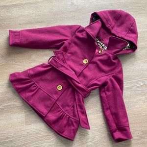 Magenta hooded dress coat - kids 4